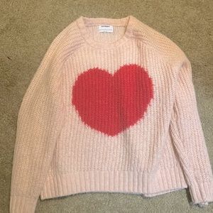 Old navy heart chunky knit crochet sweater Valentine's Day SIZE MEDIUM
